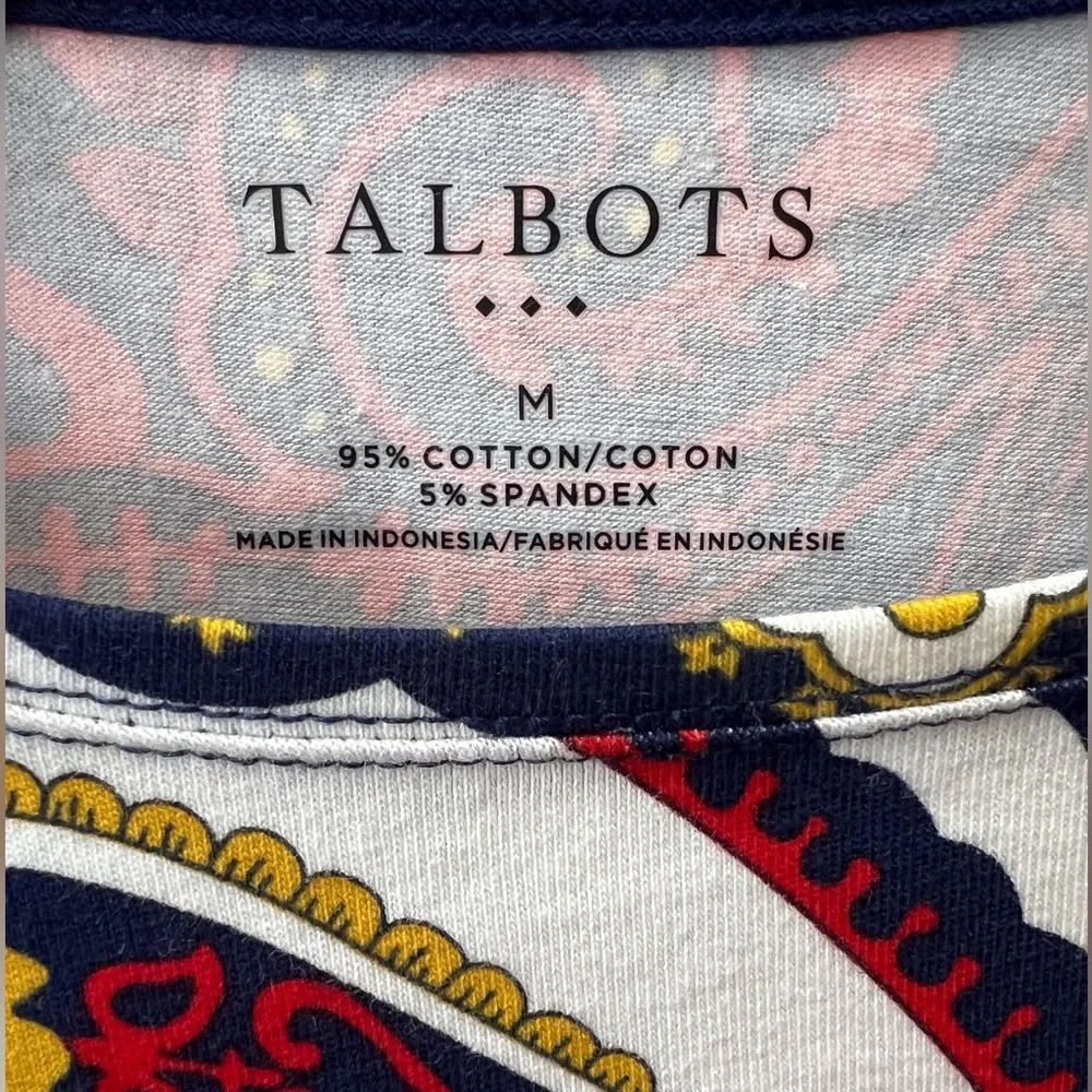 TALBOTS Cotton Long Sleeve Tee/ India Ink Multi - Picture 3 of 4